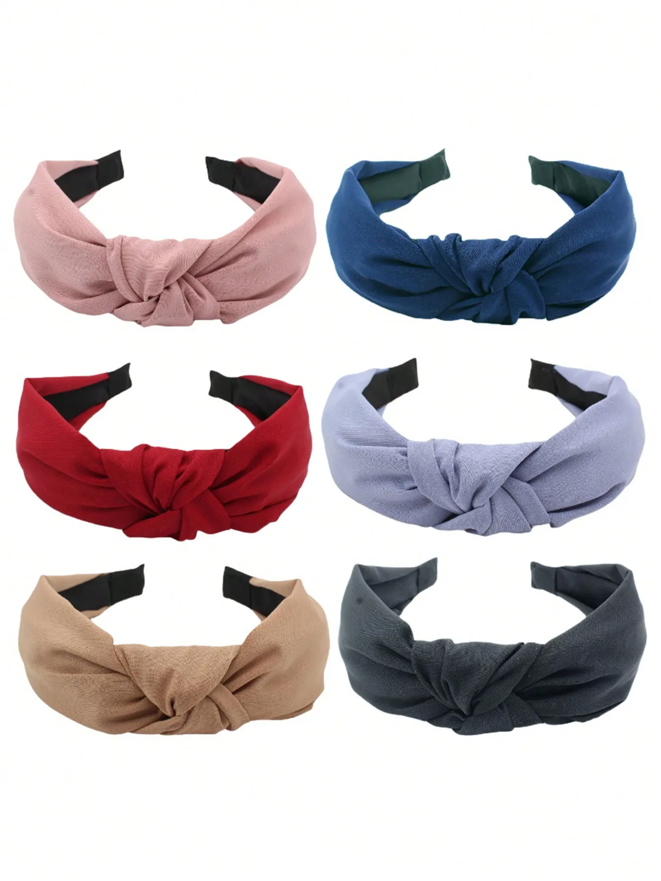 1 Pcs Fashion Wide Knotted Headband Solid Color Fabric Twisted Hair Hoop Non‑Slip Casual Hair Accessories For Girls Women