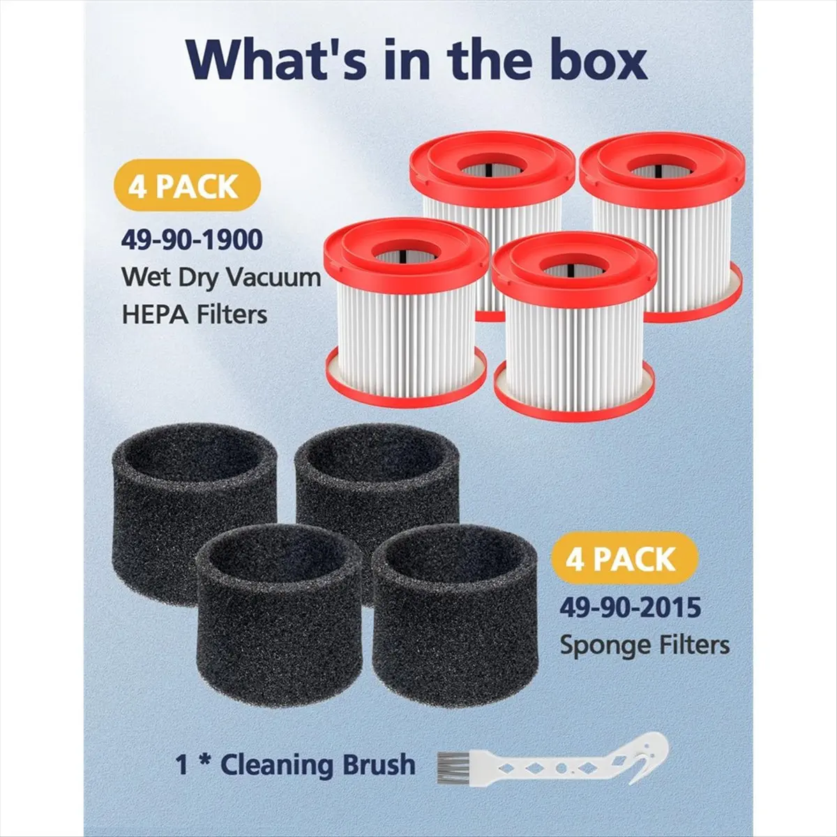 DT961 TO 4 Pack 49-90-1900 Wet Dry Vacuum HEPA Filter Replacement for Cordless Vacuum 0780-20 0880-20