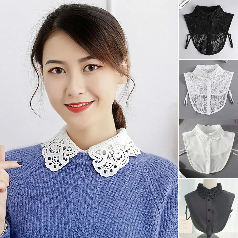 Exquisite Chiffon Fake Lace Collar Flower Design Detachable Lapel Collar Elegant Lace Neckline for Women Girls