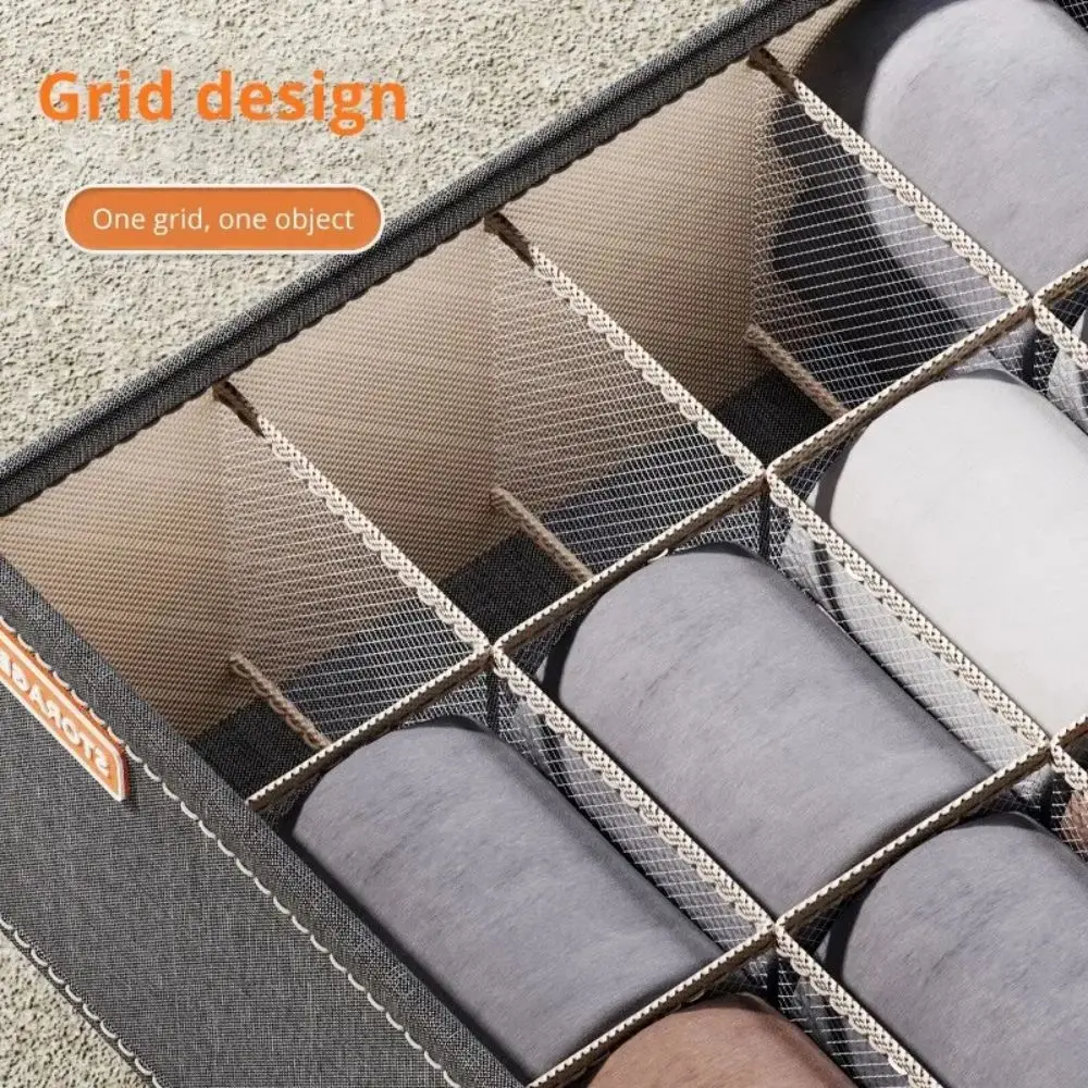 1pc Grey Oxford 20 Grid Sock Storage Box Household Wardrobe Organization and Storage Bedroom Underwear Storage