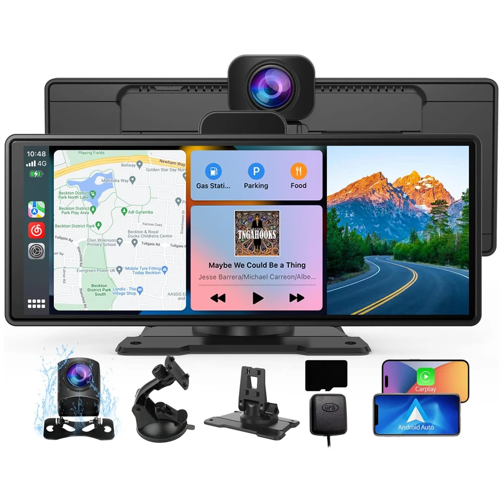Latest 10.26 Inch 4K Carplay With Light-Sensor Dual Track Stereo Radio Wireless Air Play Carplay With Wireless Android Auto