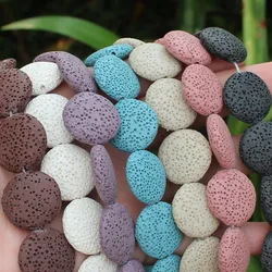 Multi-Color Volcanic Lava Stone Coin Shape 20mm,26mm,32mmLoose Beads 15