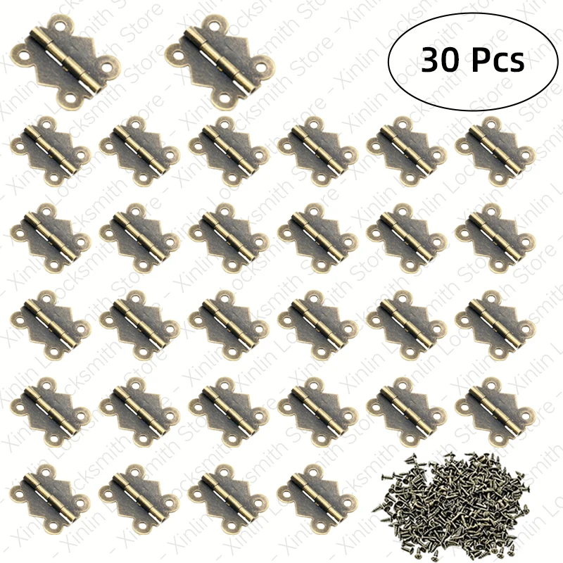 30 Pieces Mini Butterfly Hinges Antique Jewellery Box Decorate Hinge for Crafts Gift Box Wooden Case