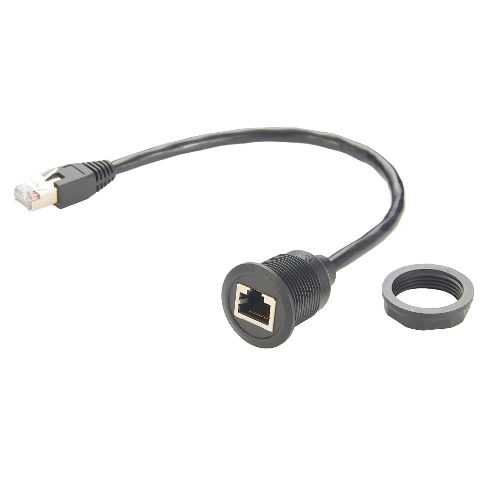 Premier Cable PCM-0162 22mm 8P8C Male/Female Panel Mount Extension Cable with Nylon Housing for Printer/Scanner
