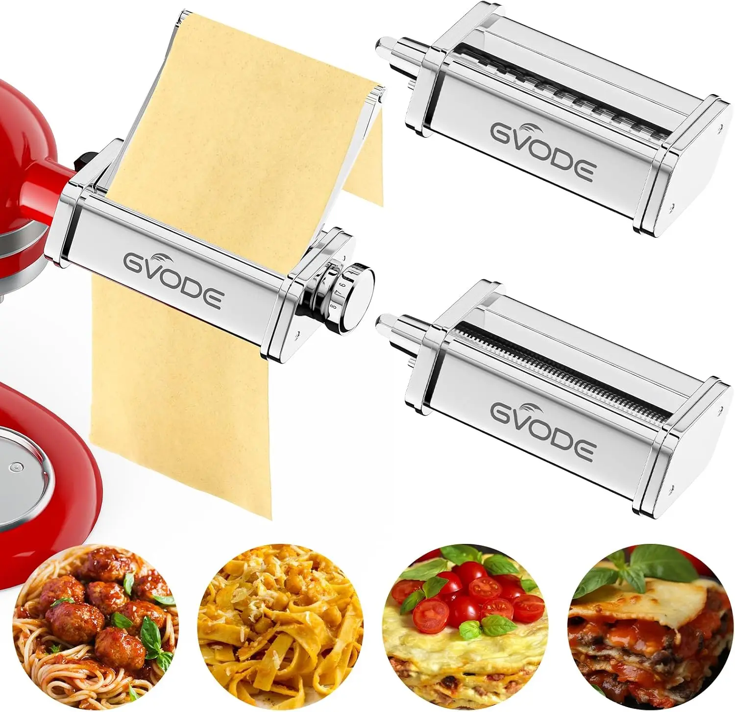 3Pcs Pasta Attachment Stand Mixer All Stainless Steel Pasta Maker Detachable Metal Plate Includes Pasta Sheet Roller Spaghetti F