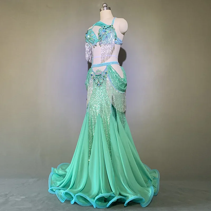 

Belly Dance Costume Customization Senior AB Stones Bra+Sexy Fishtail Skirt 2pcs Oriental Dance Professional Competition Set