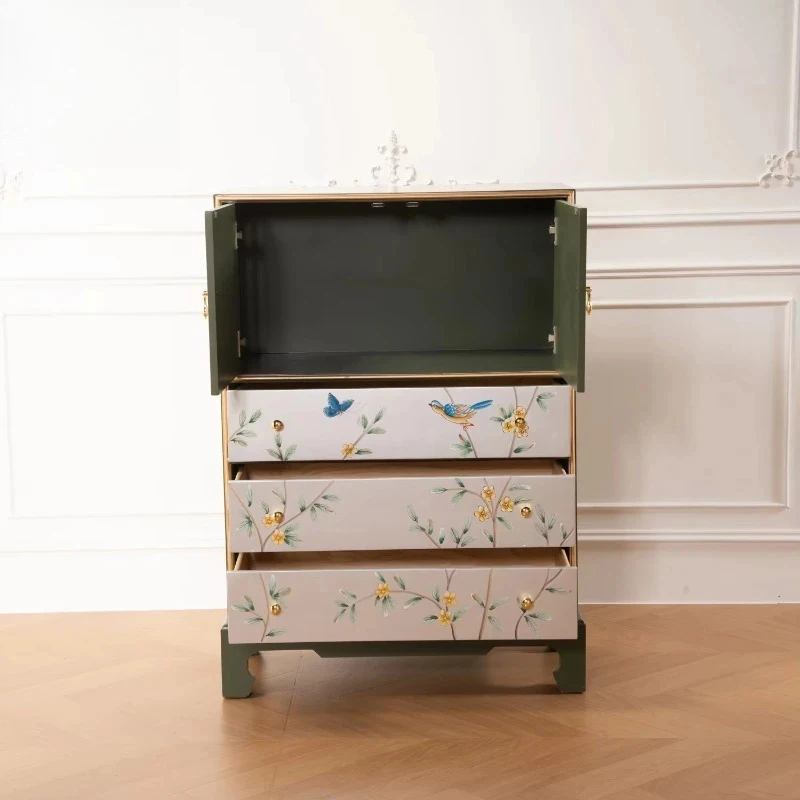 high quality European Vintage Living Room Drawers Hand-painted Kitchen Cine Wood Sidard Cinet Modern Display Cinets