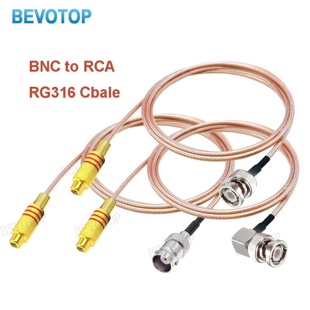 BEVOTOP RG316 Cable BNC Male to RCA Female Jack 50 Ohm RG-316 RF Coaxial Pigtail Extension Jumper Cord Video BNC to RCA Adapter
