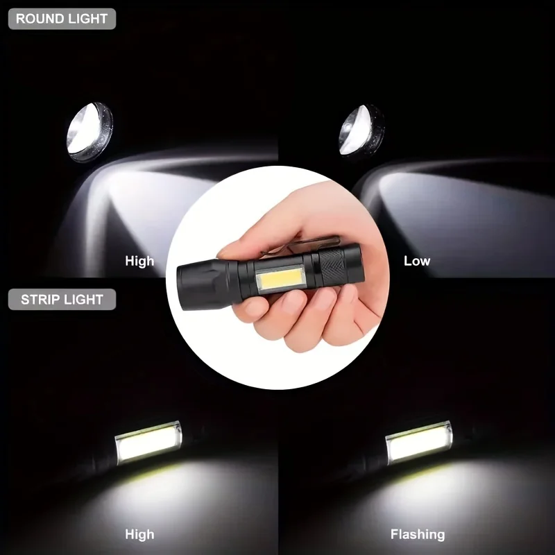 LED Strong Light Flashlight Mini Portable Side Light Rechargeable Long Range Portable Outdoor Household Small Flashlight