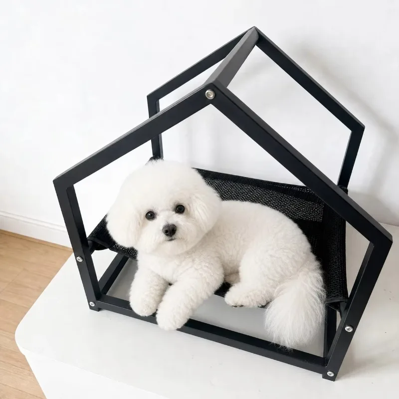 

Elevated Fashion Cat Bed Breathable Mesh Pet Hammock for Small Dogs Cats Sturdy Iron Frame Cooling Design Removable Washable