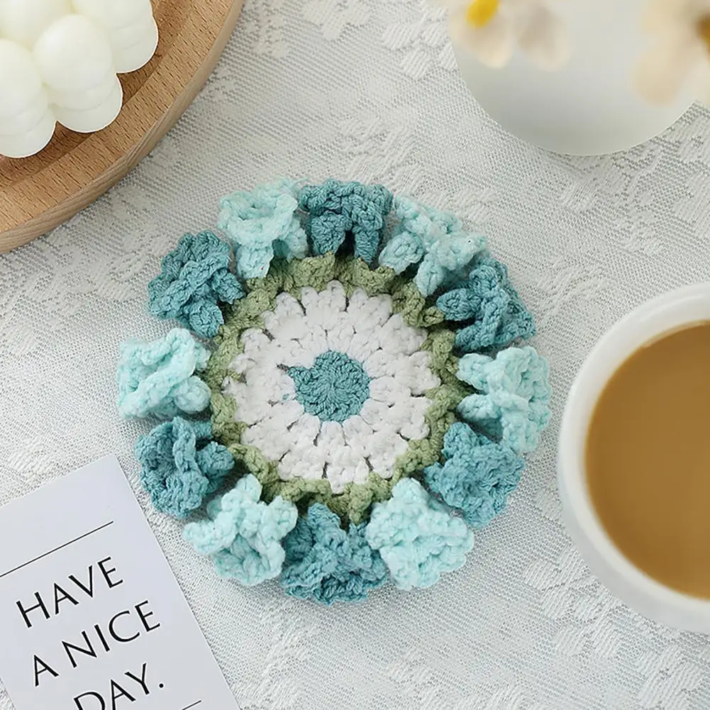 Coasters Flower Weave Coaster Set Anti Slip Cup Holders Placemats Decorative Crochet Drink Mats for Table Cuisine Decorative