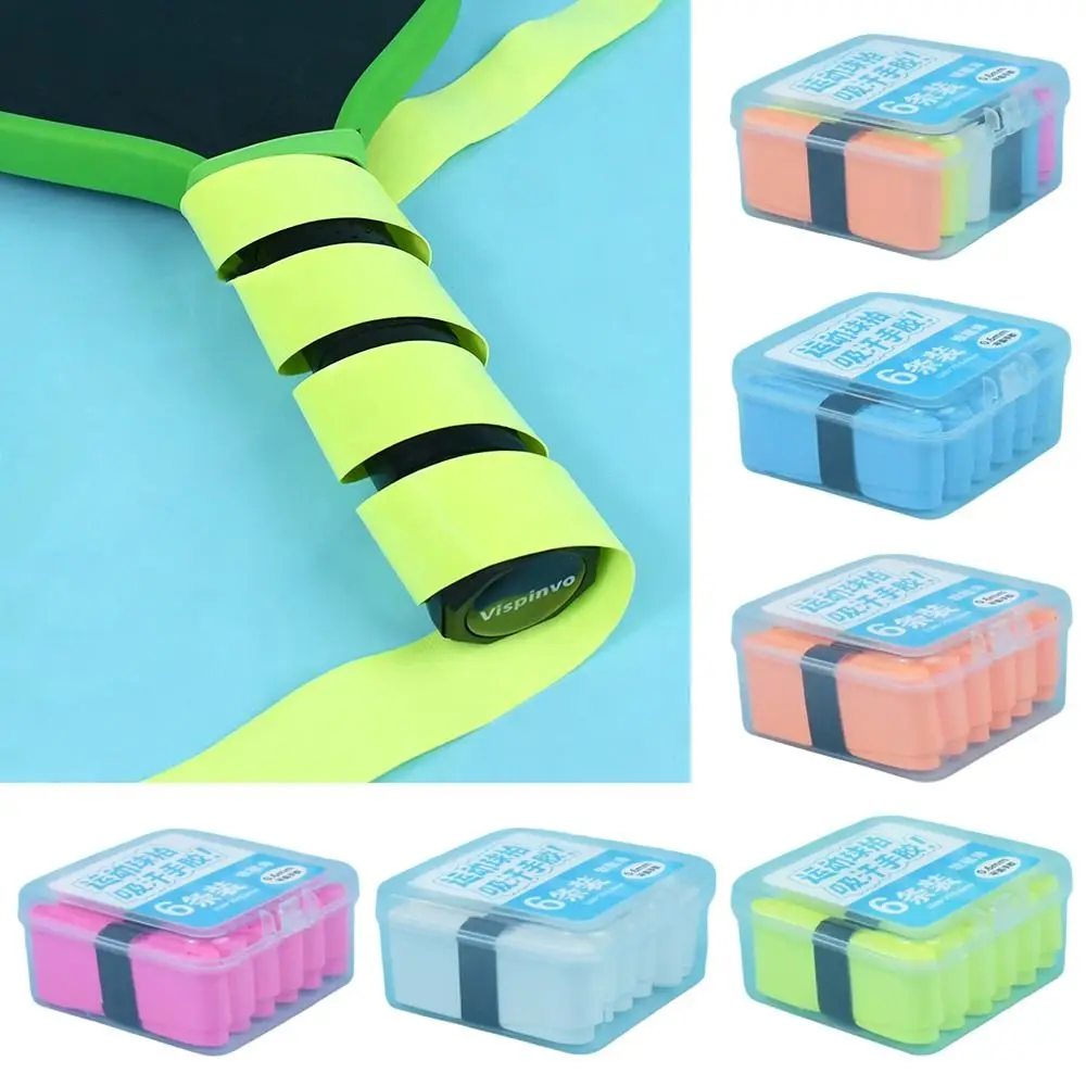 6PCS Multicolor Pickleball Paddle Overgrip Absorb Sweat Anti-slip Tennis Grip Tape Shock-absorbing 0.6mm Thickness PU Grip Tape