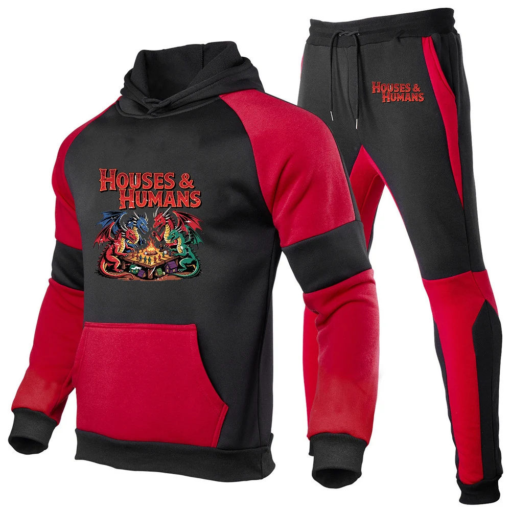 2026 Men's Houses and Humans Funny Dungeons & Dragons Logo Print Spring And Autumn Fashion Hoodies Pants New Style Suits