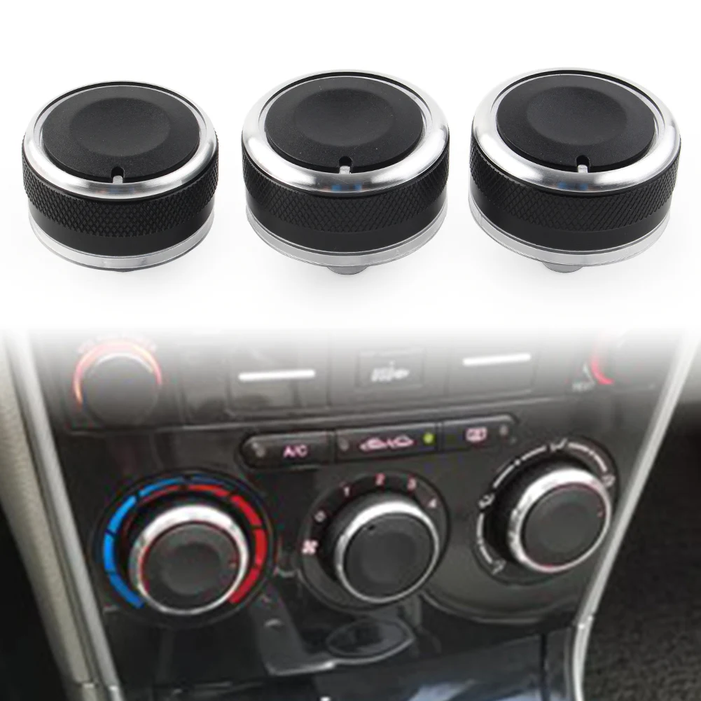 3Pcs Car Air Conditioning Heat Control Knob A/C Switch Decor for Mazda 6 2003 2004 2005 2006 2007 2008