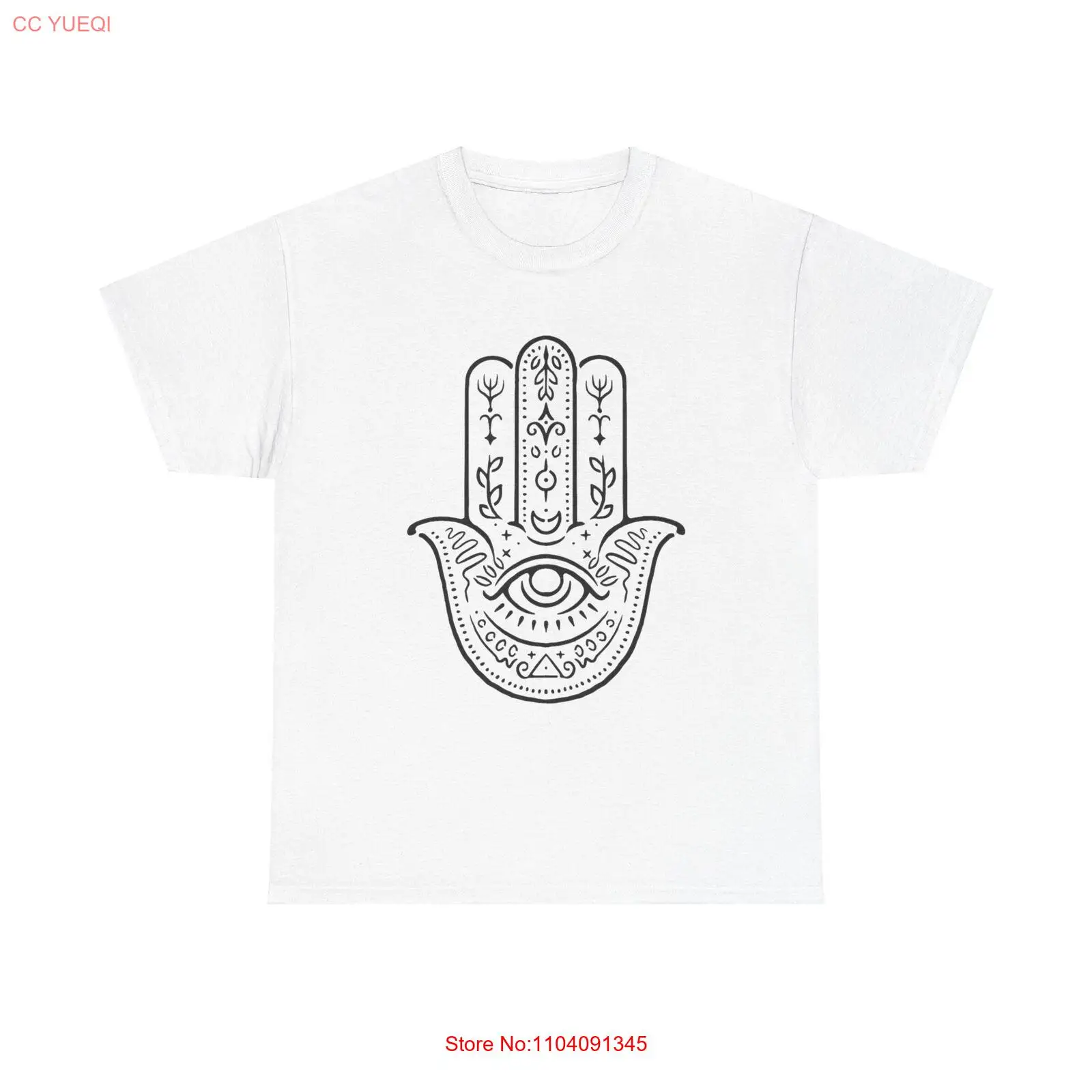 Hamsa Hand Protection T-Shirt - amulet eye good luck talisman symbol judaica art