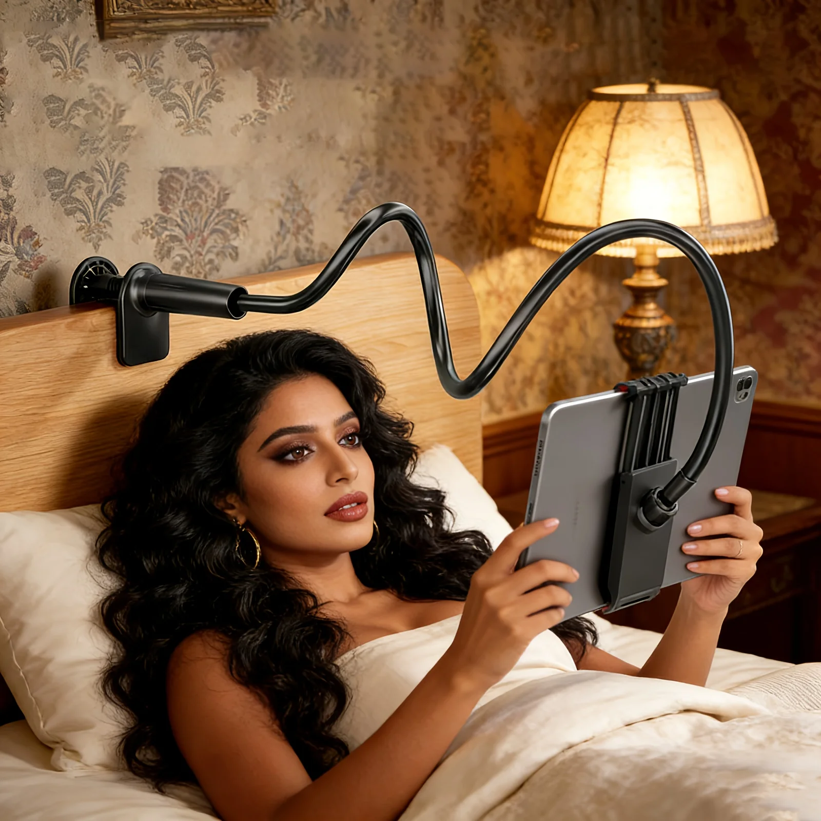 

Multi-Directional Adjustable 360° Freely Rotatable Tablet and Phone Holder, Universal Bedside Support Stand with Long Arm