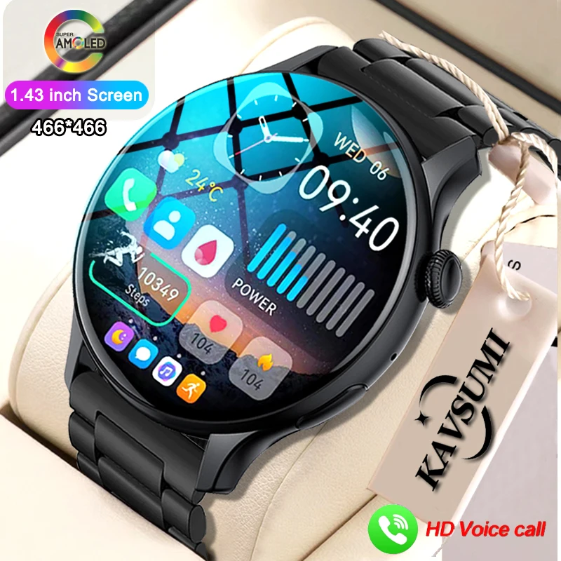 

466*466 AMOLED 1.43" HD Screen Watch For Men Smart Watch Bluetooth Call Smartwatch 2023 Luxury Business Clock New Smartband Man