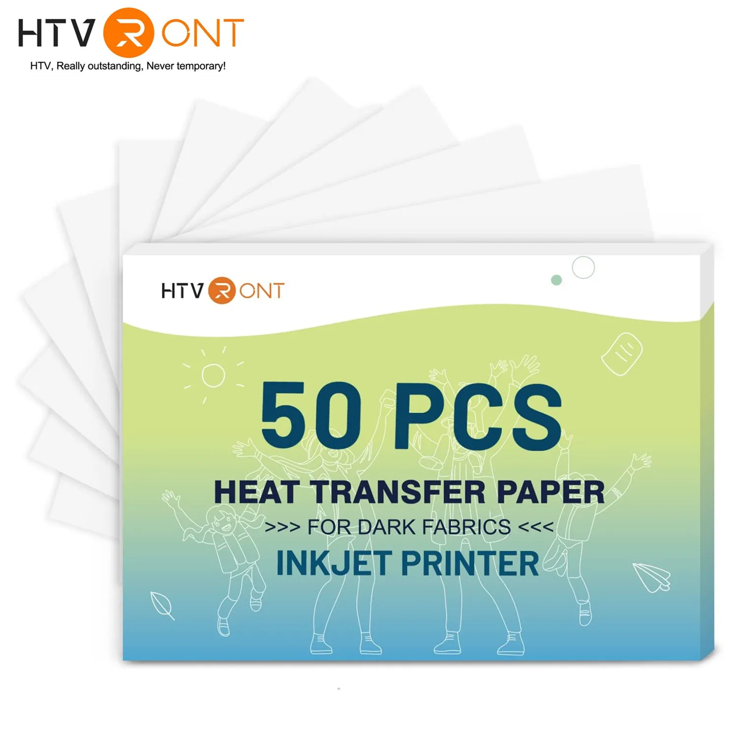 HTVRONT 30/50pcs 8.5x11in Heat Transfer Paper For Dark Fabric Cotton T-Shirt DIY Iron On Printable Heat Transfer Vinyls Sheets