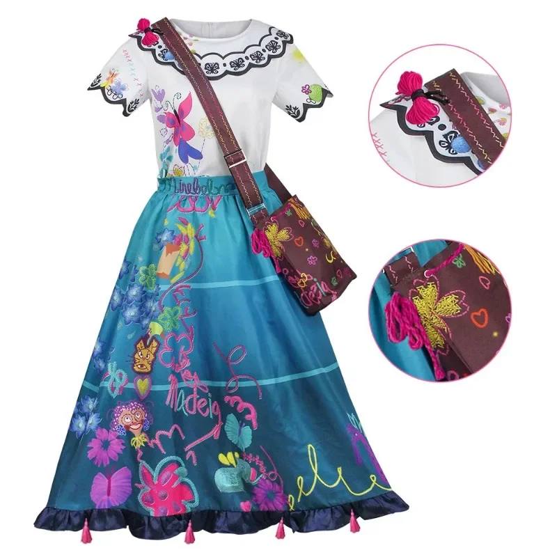 Anime Movie Encanto Mirabel Madrigal Cosplay Costume Princess Dress Eyeglasses earrings full set Adult Kids Uniform Mirabel suit