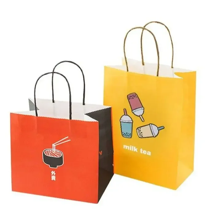 Milk tea takeaway packaging bag portable creative thickening wholesale custom printed logo beverage leather