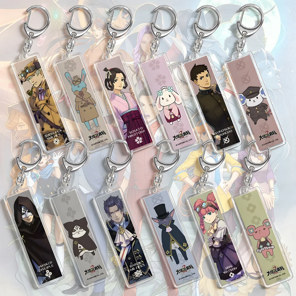 Porte-clés en acrylique Hot Game Ace Attorney : Disciple Masqué, Barok van Zieks, Iris Watson, Herlock Sholmes, Susato Mikotoba, Chibi