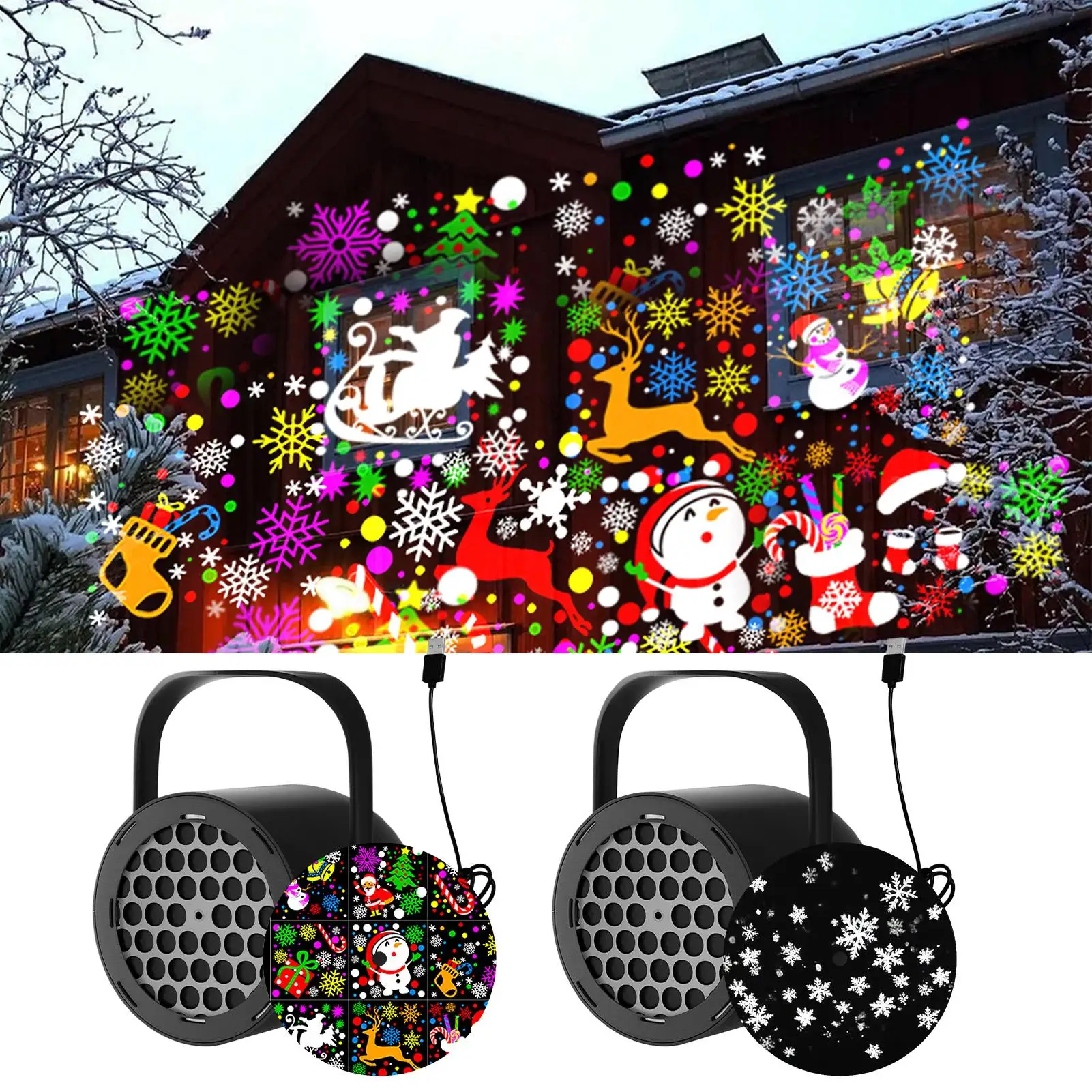 USB Christmas Projector Lights Outdoor Ambient Lighting Christmas Decorations Holiday Light  LED snowflake Projector rotating