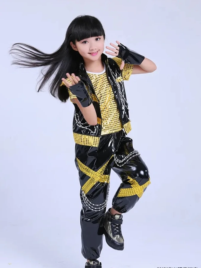 Children's hip-hop sequins Jazz dance stage shelf Drummer costumes Children's modern dance performances costumes Jazz trend