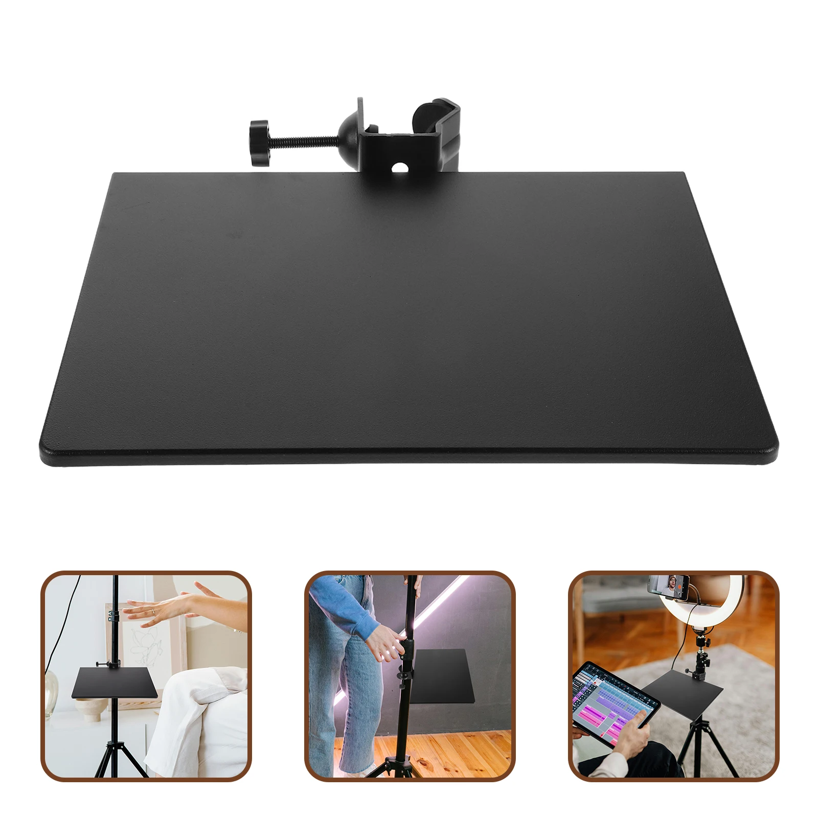 

Live Sound Card Tray Clamp-on Mic Rack Karaoke Stand Adjustable Holder Accessory Black