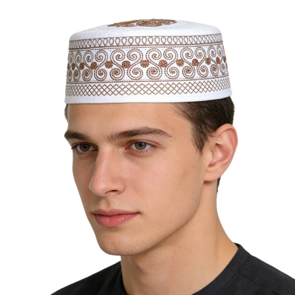 

Арабская традиционная мусульманская шапка: круглая этническая исламская плоская шапка, тонкая, удобная, для молитв и поклонения.