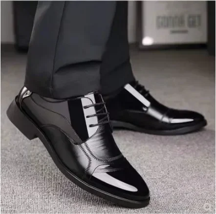 Nowe skórzane buty męskie sznurowane formalne buty do sukienki luksusowe biznesowe Oxford męskie biurowe buty ślubne do sukienki obuwie Mocassin Homme