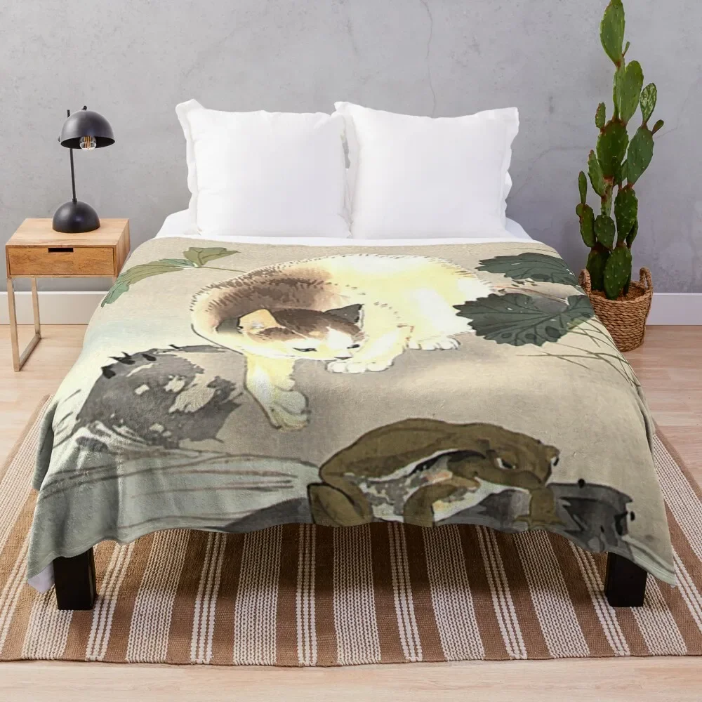 

Antique Japanese Woodblock Watercolor Cat Print Throw Blanket Decorative Sofa christmas decoration Blankets