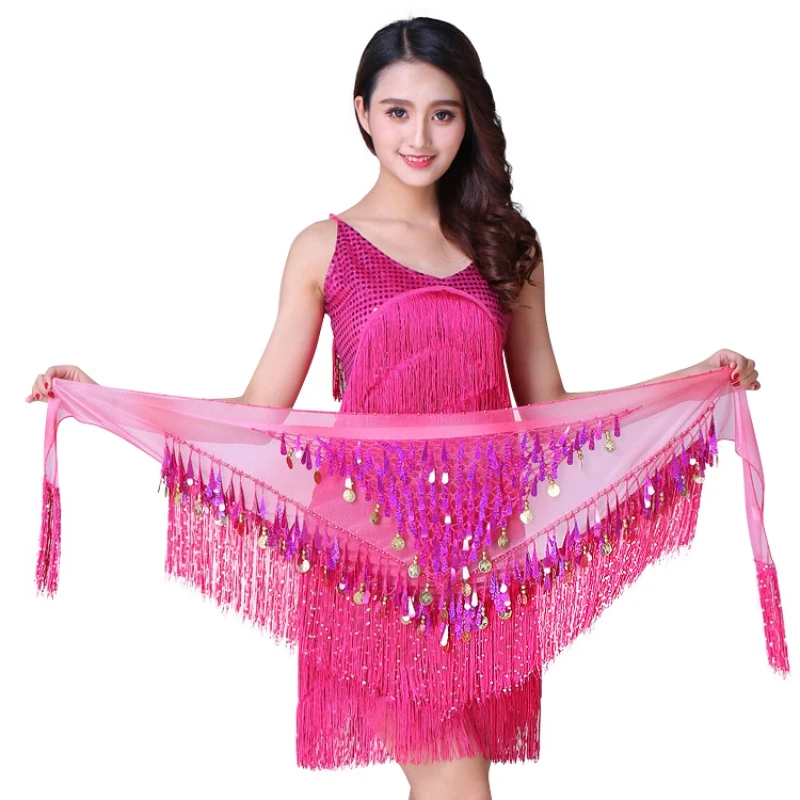 Buikdans tailleketting Dames heupsjaal Gradiënt Driehoek Kwastje Tailleafdichting Pailletten Danspraktijk Tailleriem