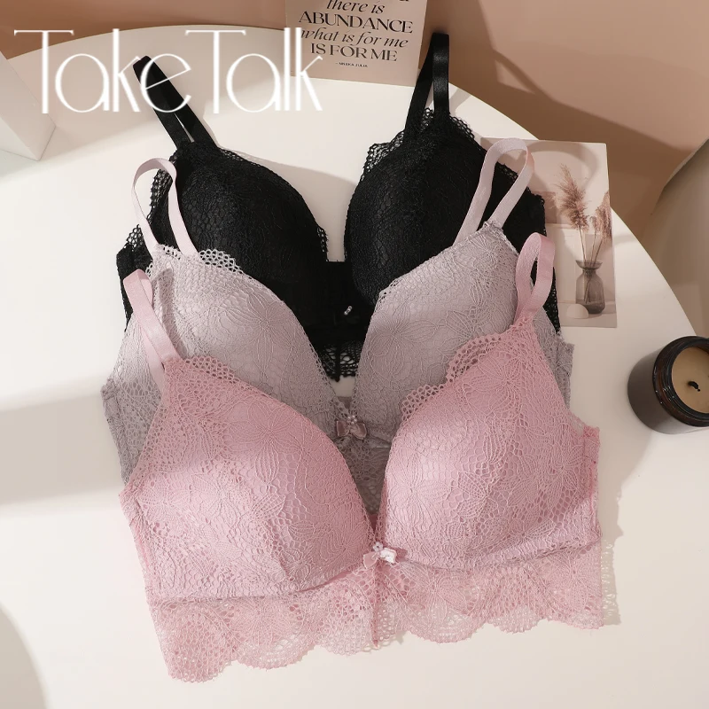 Floral Lace Bras for Women Plunge Bralette Wireless Brassiere Push Up Bra Female Breathable Lingerie Ladies Triangle Cup  Bras