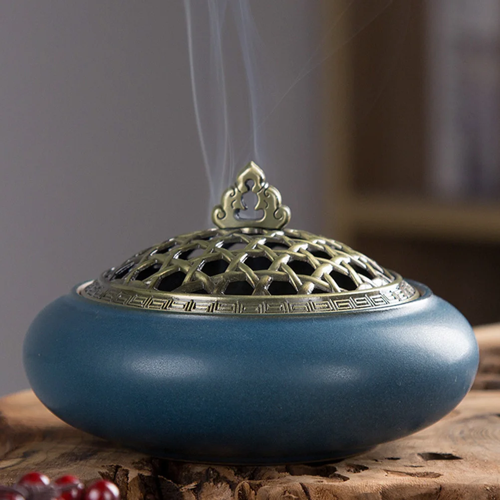 

Ceramic Incense Burner Dark Blue Fine Carving Aroma Therapy Relaxation Desktop Decoration for Study Bedroom Yoga Meditation Room