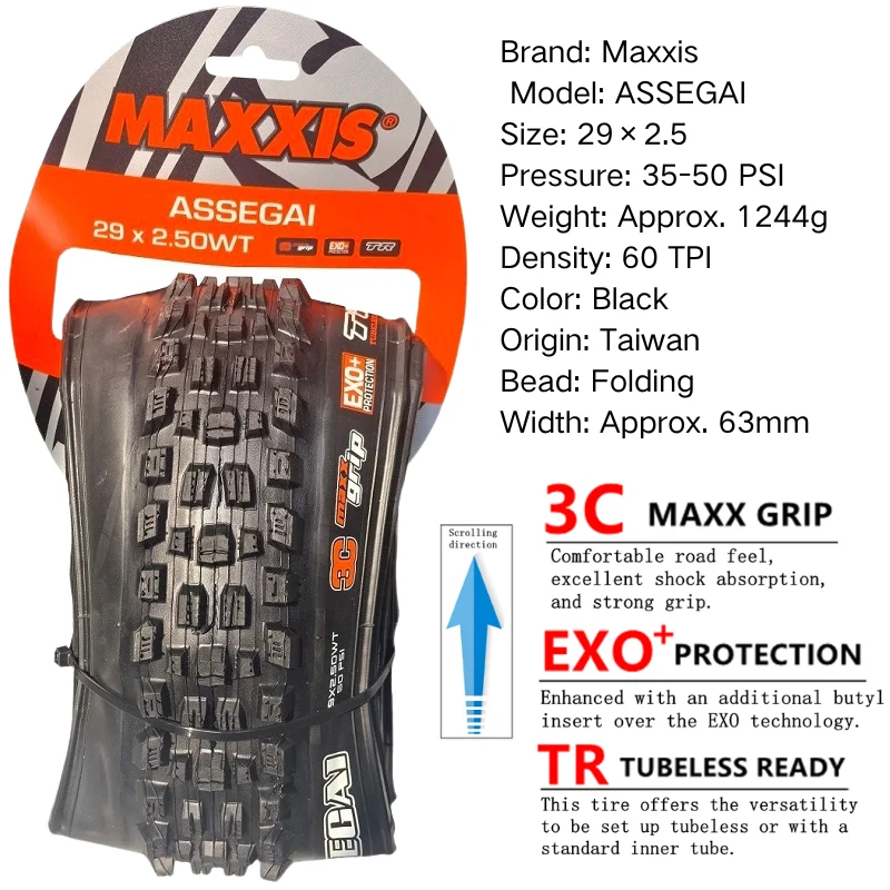 Maxxis ASSEGAI 27,5 29X2,5 Zoll Downhill Folding Vacuum Pannensicher ist ein hochfester Quick Drop-Reifen von Maxxis – Detail 10