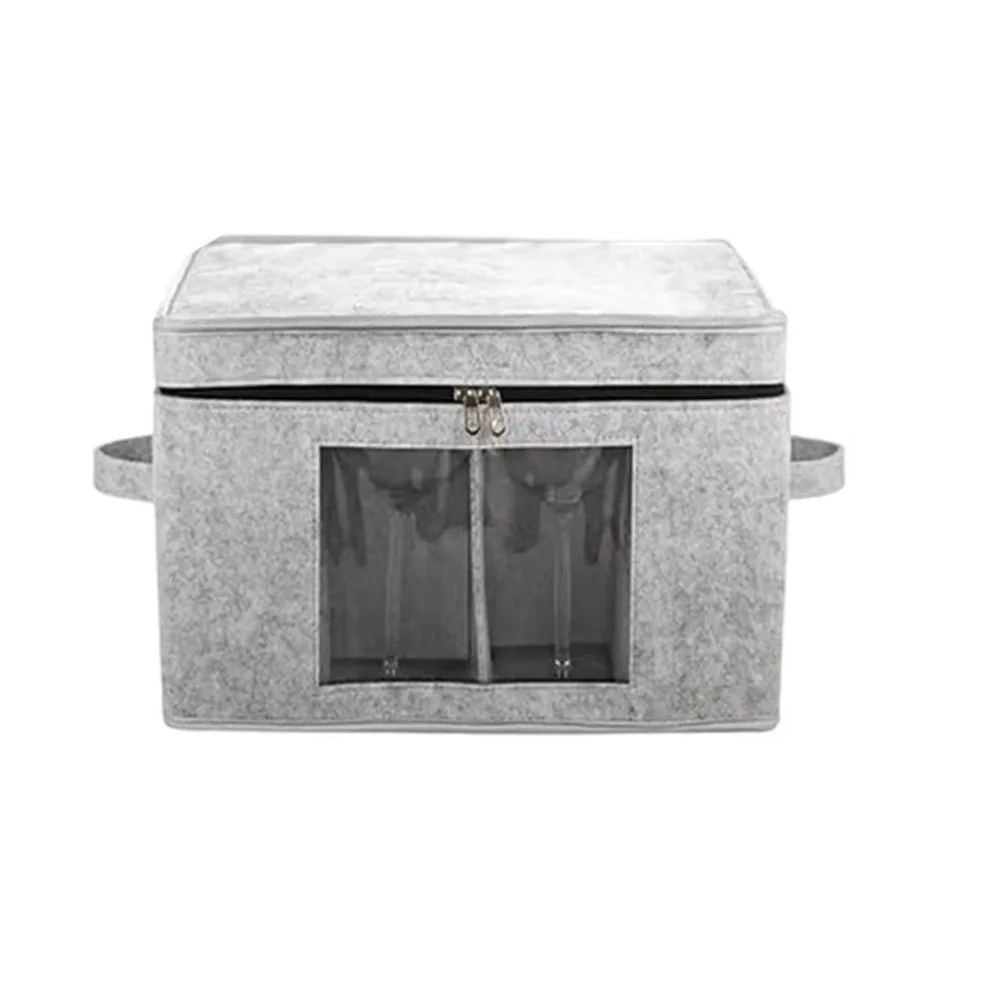 Felt Wine Glass Storage Box Hard Shell Folding 12 Goblet Finishing Box Dust-proof Space Saving Wine Glass Display Case Moving