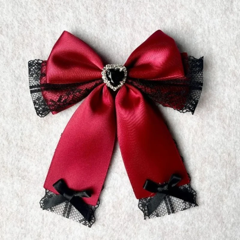 

Fashion Korean Version Love Diamond Bow Tie Women's Shirt Dress Lace Bowkont Collar Flowers Brooch Pure Handmade Jewelry Gifts