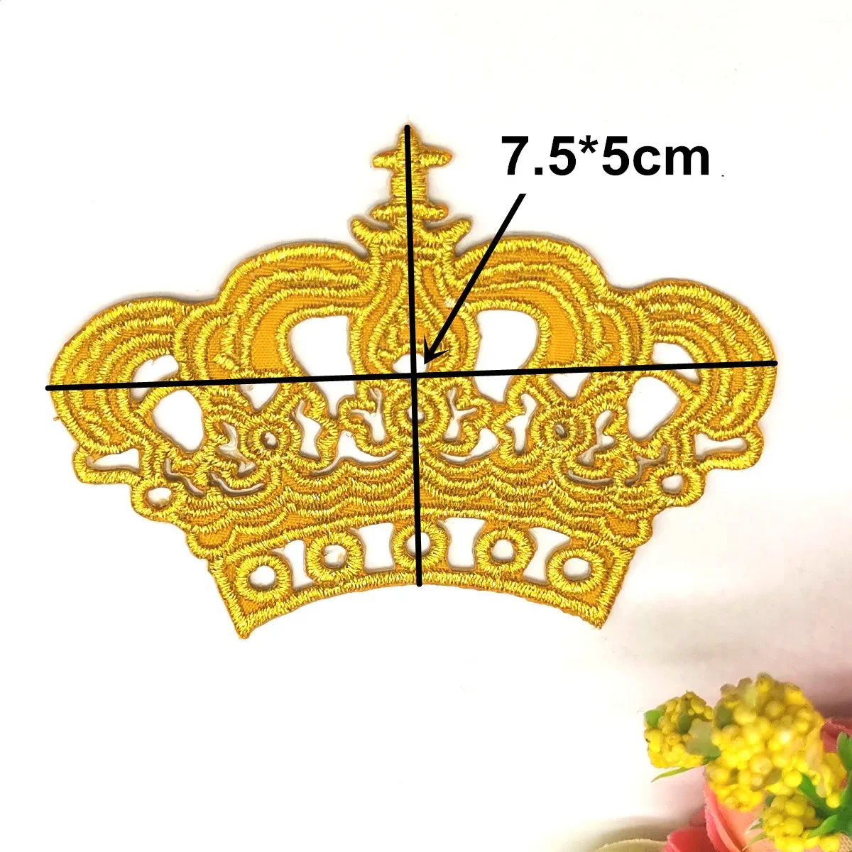 Iron On Patches Gold Royal Crown Budges Flower Embroidered Patches Diy Garment Appliques Costume Cosplay