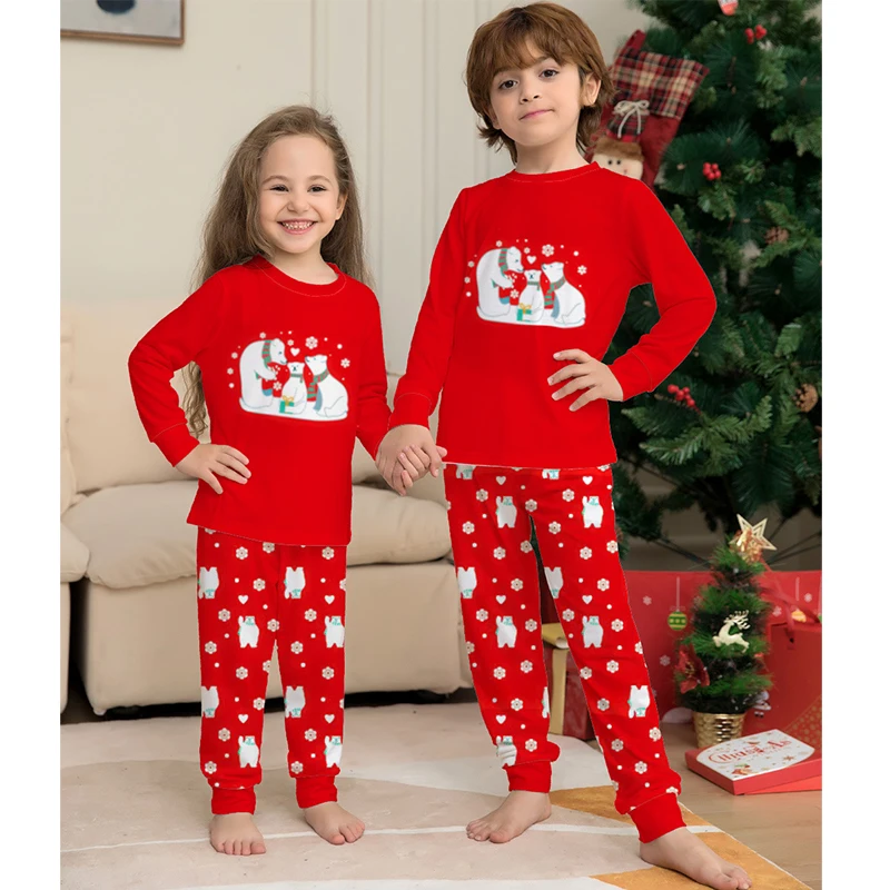 Christmas Pajamas Family Matching Clothes Set 2025 Xmas Bear Adult Father Mother Kids Family Look Dad Mom Daughter Son Pyjamas