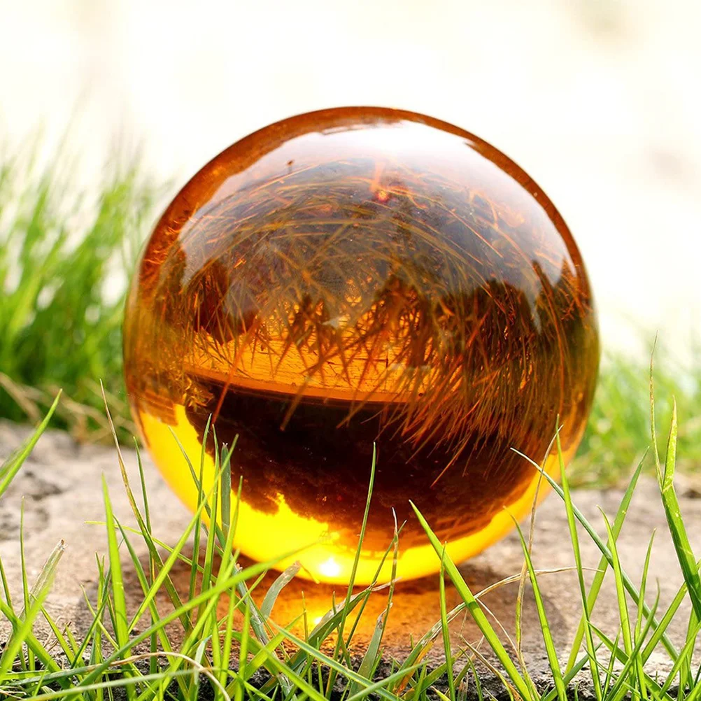 

1Set Desktop Amber Crystal Ball Decorative Sphere Crystal Ball Craft Home Office Adornment Simple Sphere Decor