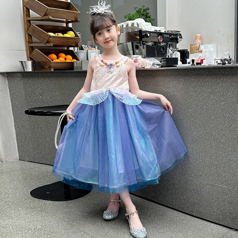 2024 New Summer Zhongda Girl Mermaid Dress Performance Clothing Comfortable Fabric Foreign girl party shopping Princess dress