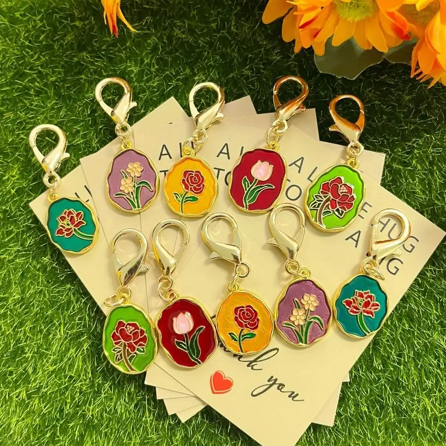 1/5/10/20/50/100pcs s/s, Mother'S Day, Graduation Season, Teacher'S Day General, Charming Colorful Flower Keychain, with Thank Y