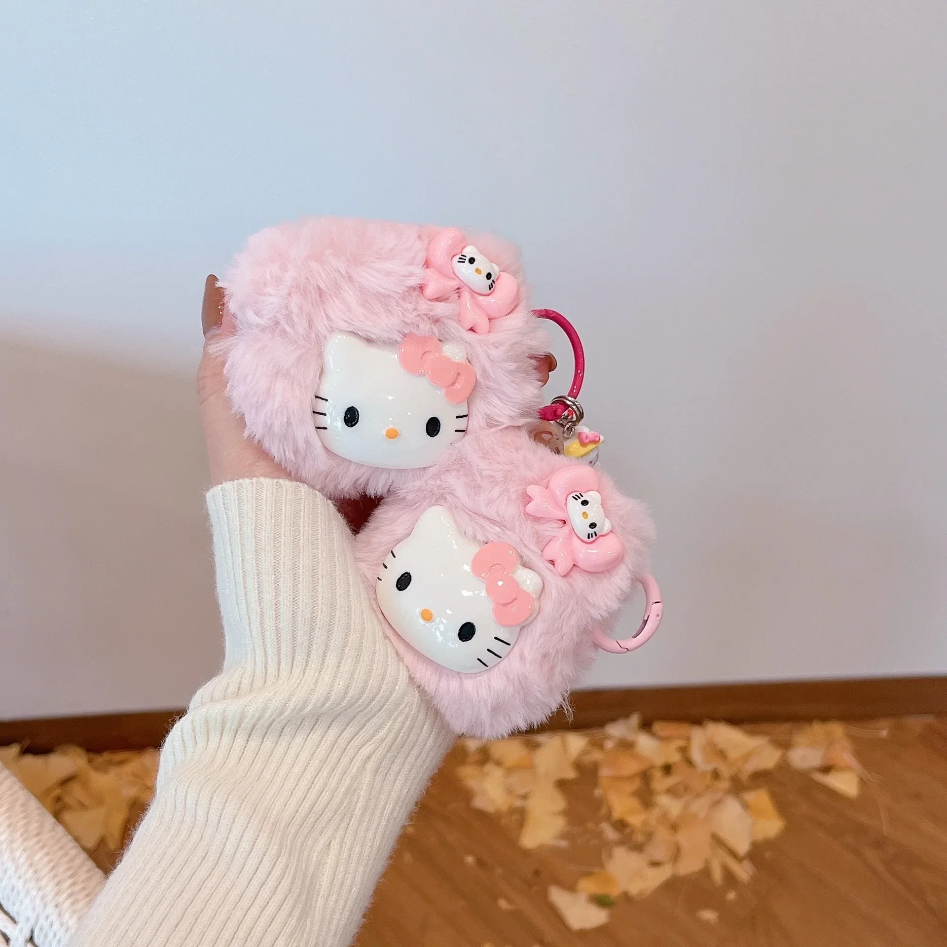 Funda Hello Kitty para Airpods Pro de 2. a generación, bonita funda dura de felpa rosa para auriculares de PC, funda de Anime para Airpods Pro 2