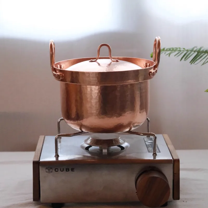 Artisan Purple Copper Sukiyaki Pot Compact Single Serving Hot Pot Multi-Purpose Japanese Soup Pot for Noodles/Stew Kitchenware