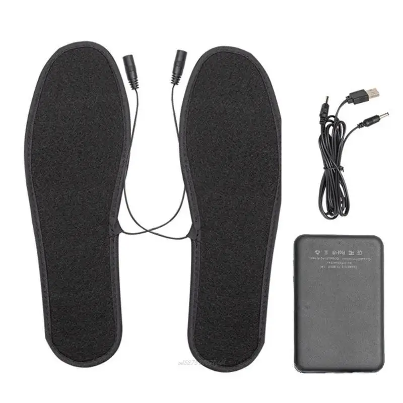 X5XA USB Heated Shoe Insoles Feet Warm Sock Pad Mat Electrically Heating Insoles Washable Warm Thermal Insoles 35-44 yards