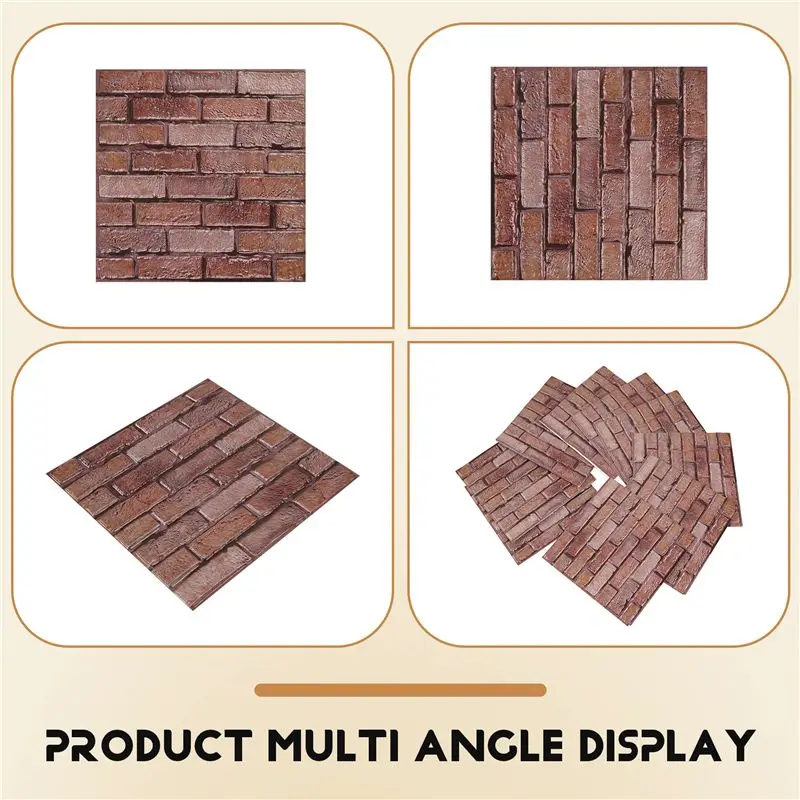 3D Wall Panels Peel And Stick 3D Brick Wallpaper,Interior Wall Decoration,PVC Wall Panels For Living Room, Bedroom,10Pcs-AT30