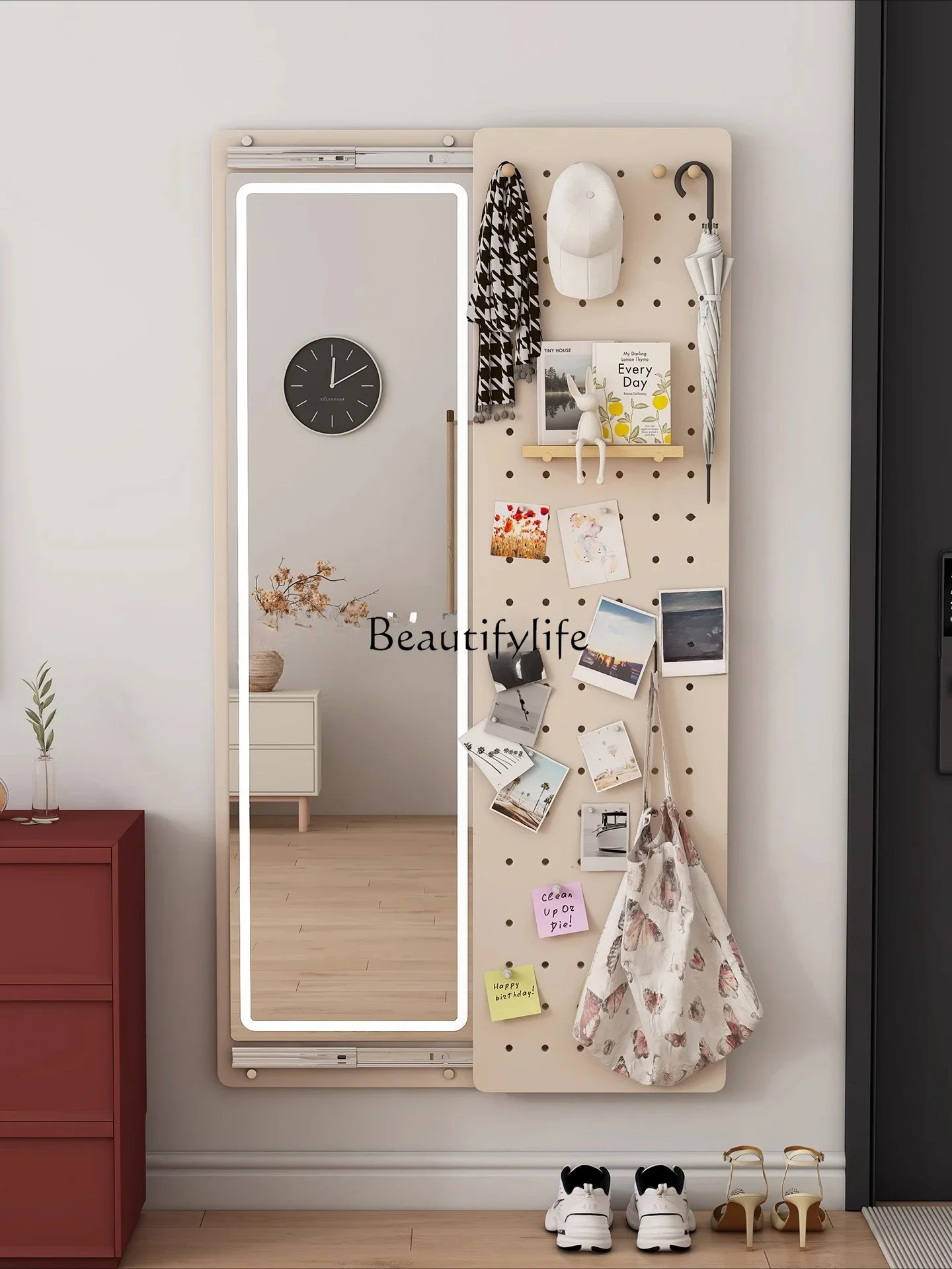 페그보드 디스플레이 랙 벽걸이 수납장 구름 모양 원목 맞춤형 L자형