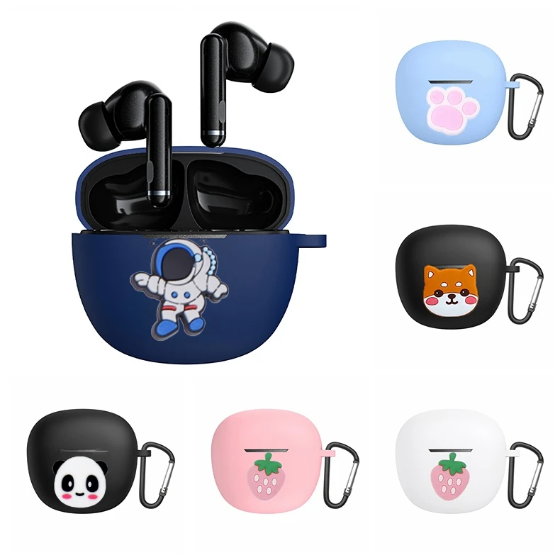 الكرتون ل QCY HT03 TWS حافظة مضحك الكلب القط/زهرة سيليكون سماعة لاسلكية تعمل بالبلوتوث سماعات غطاء ل qcyht03 حماية