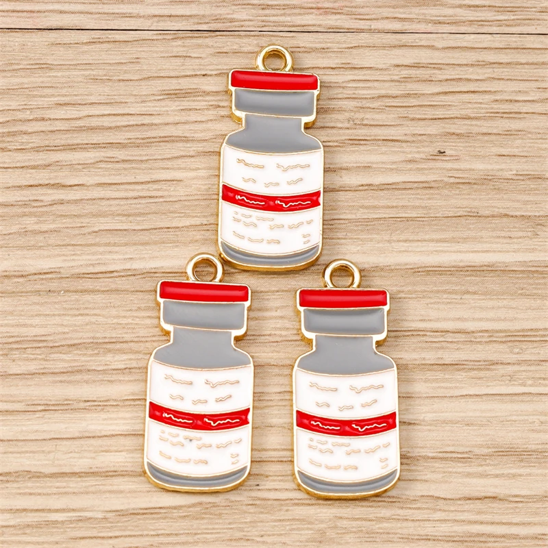 10 Stück Niedliche Emaille-Anhänger mit Medizinischen Motiven wie Stethoskop, Thermometer und Nadel für Schmuckherstellung, Halsketten, Ohrringe und DIY-Geschenke – Detail 7