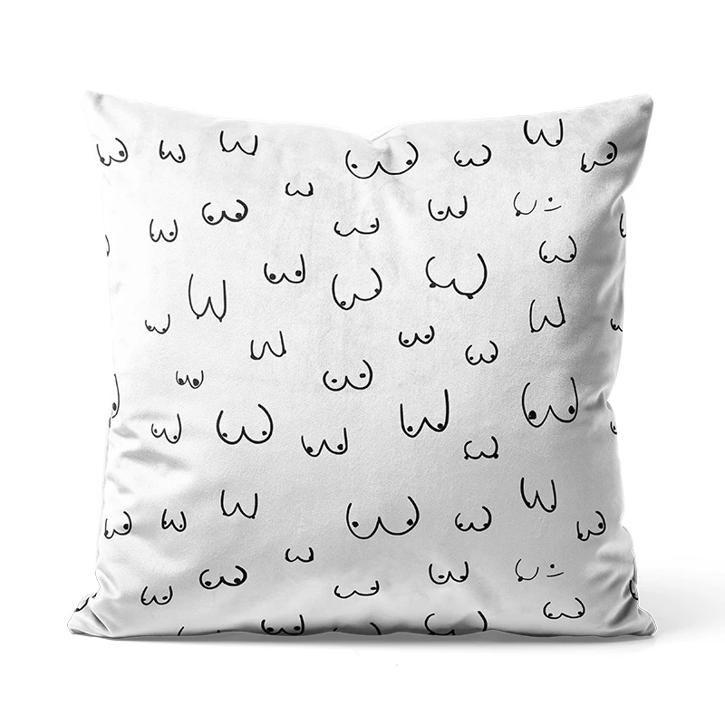 Gaslight Gatekeep Girlboss Funny Sexy Boobs Pattern Throw Pillow Covers Cushion Cases for Couch Sofa Bedroom 45cm x 45cm